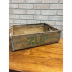 Vintage Wooden 7UP Handled Soda Crate With Galvanized Side Reinforcements "The Uncola" Motto A.W.P. Cases Newport, ARK.