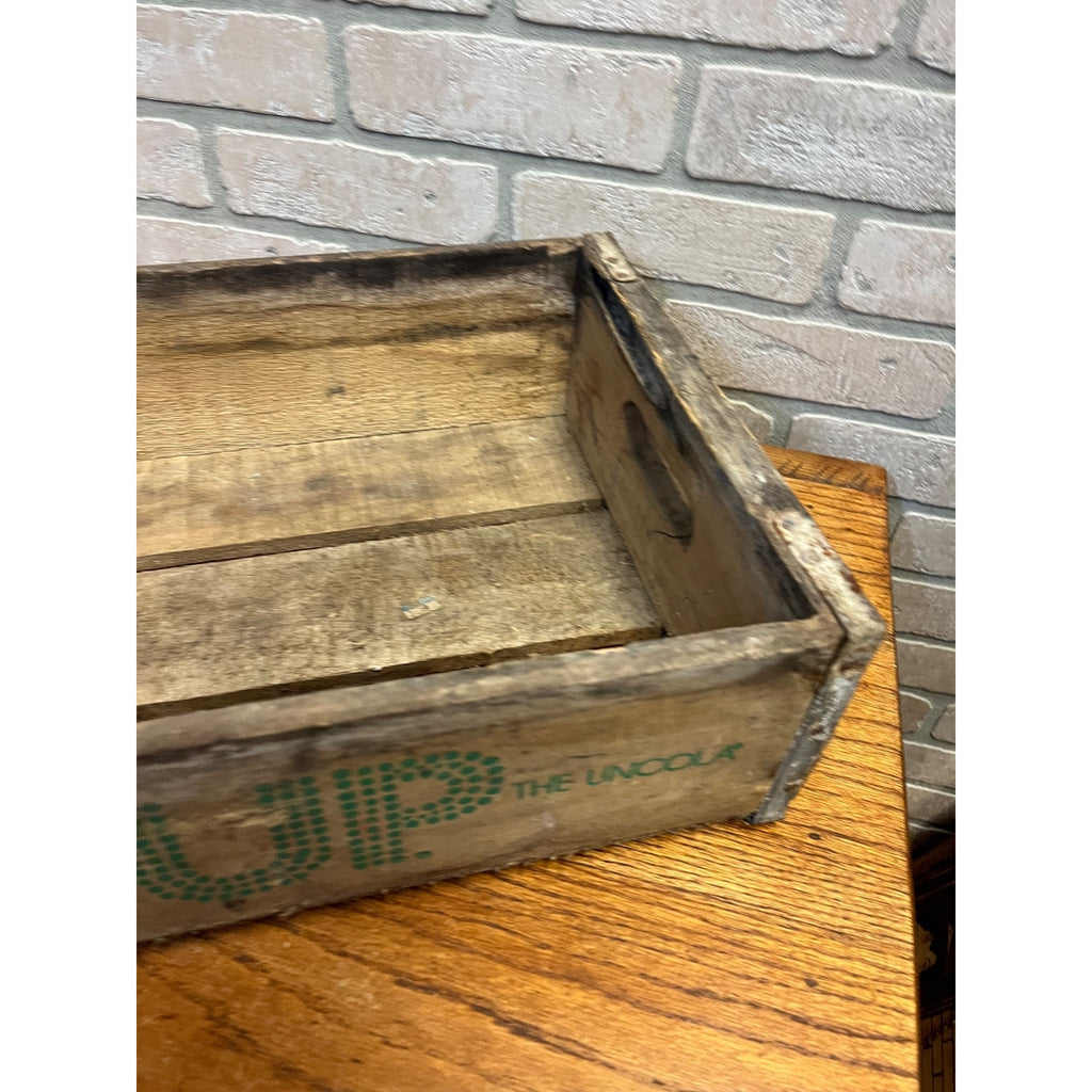 Vintage Wooden 7UP Handled Soda Crate With Galvanized Side Reinforcements "The Uncola" Motto A.W.P. Cases Newport, ARK.