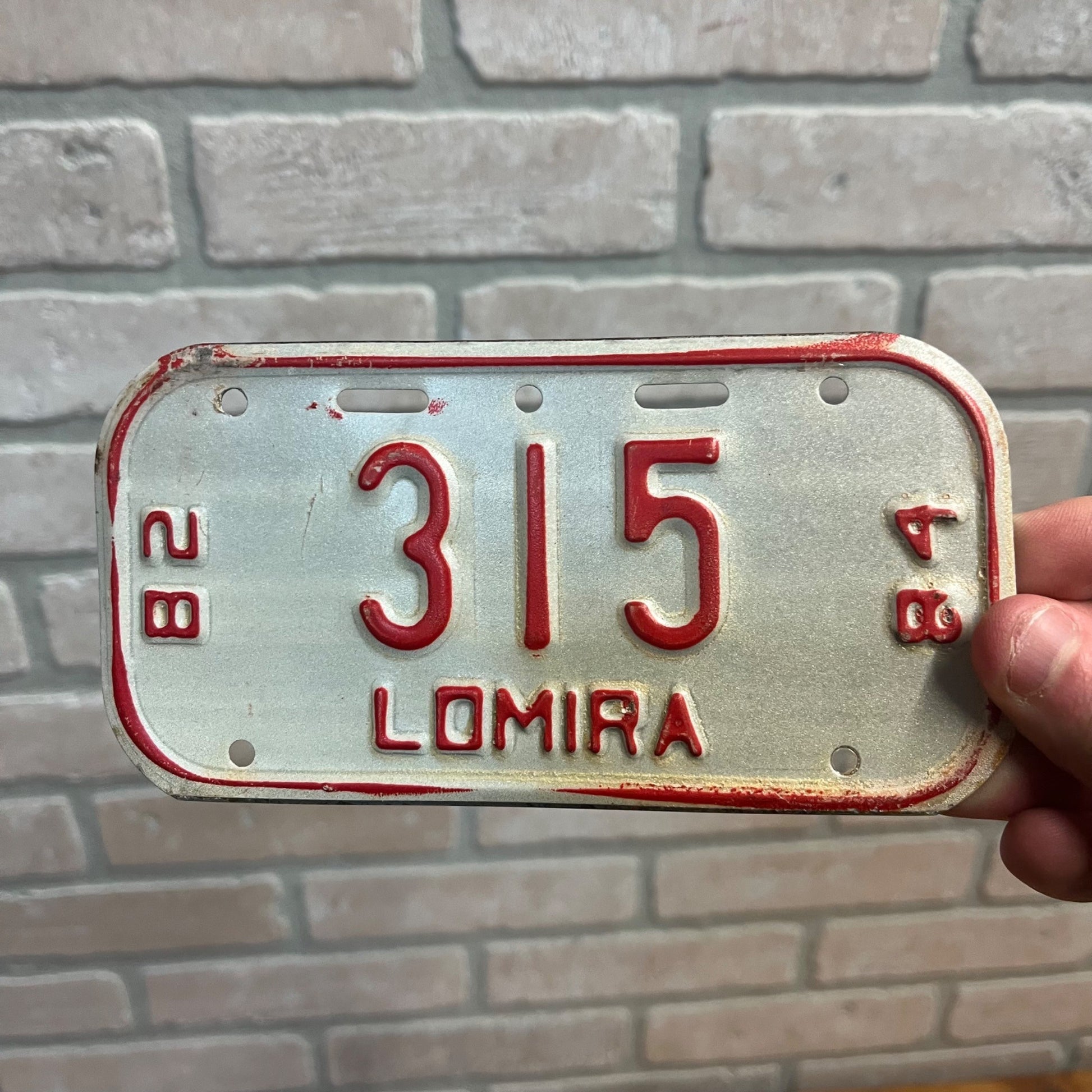 Vintage Wisconsin Bicycle Bike License Plate Embossed Lomira 1982-1984