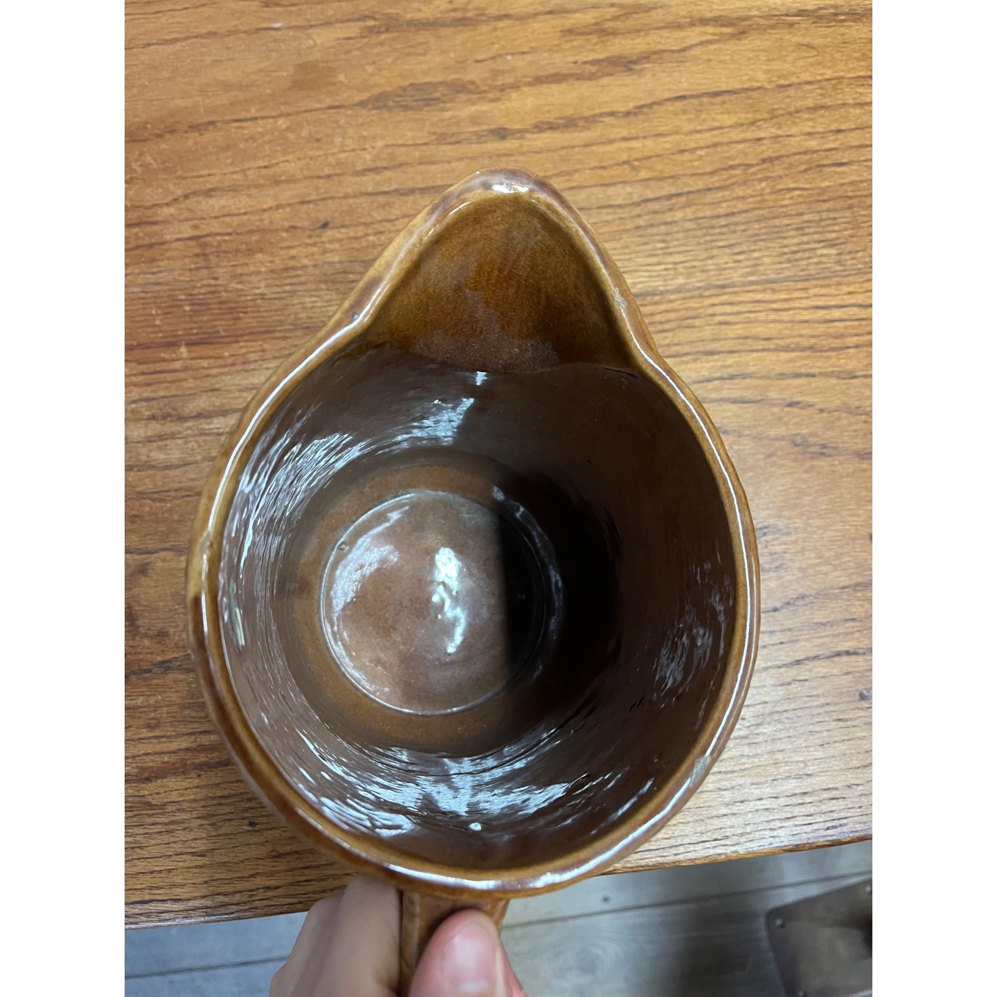 Vintage Stoneware Large Brown Pitcher Dancing Couple Farmhouse Pottery - Bennington?