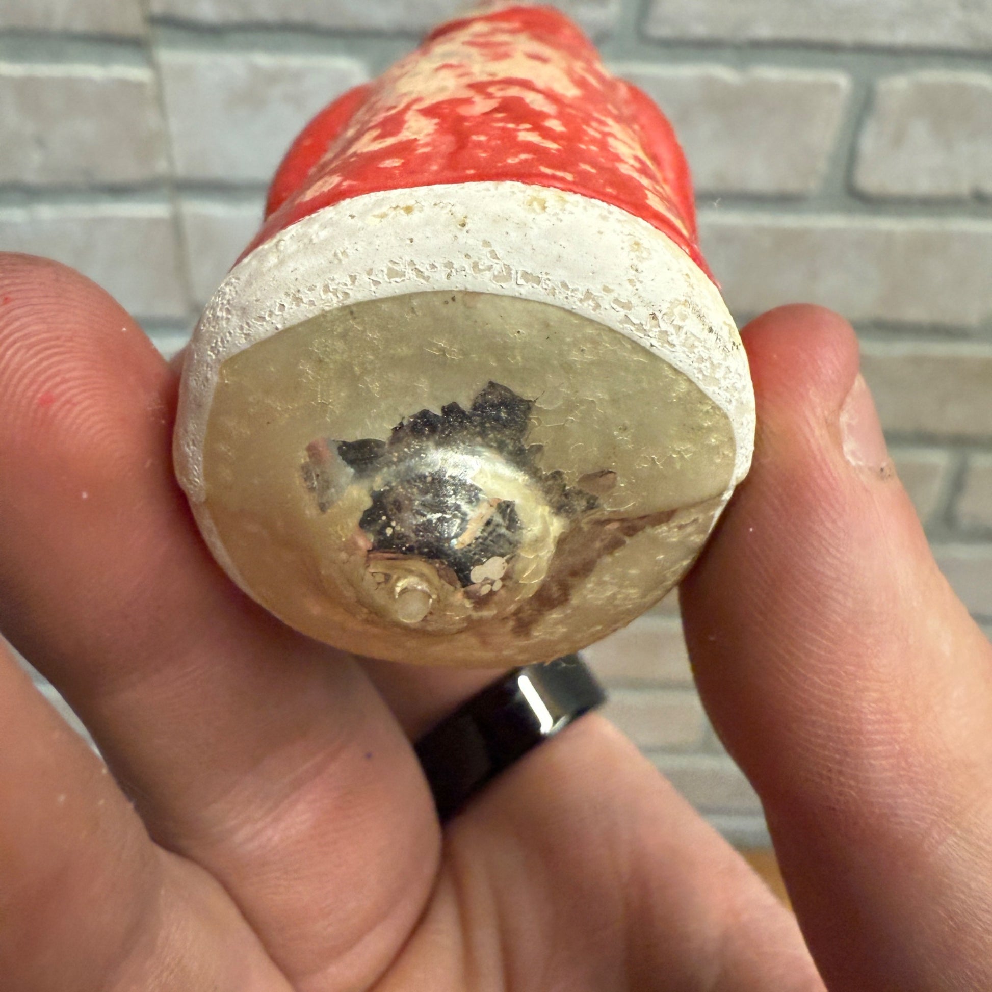 Original Early Santa Claus W/ Tree Christmas Ornament Mercury Glass Painted