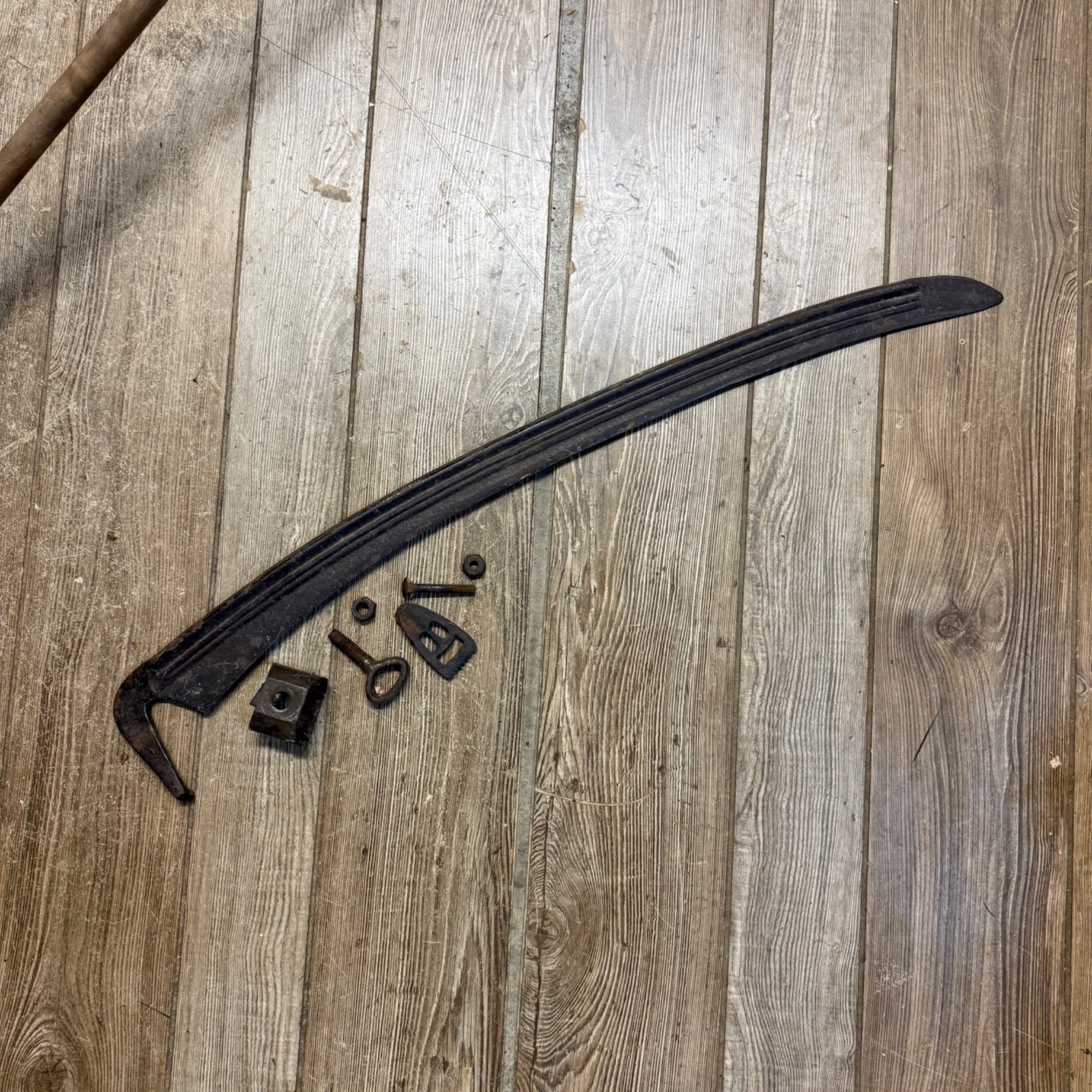Primitive Antique Scythe Replacement Blade Tool & Mounting Hardware