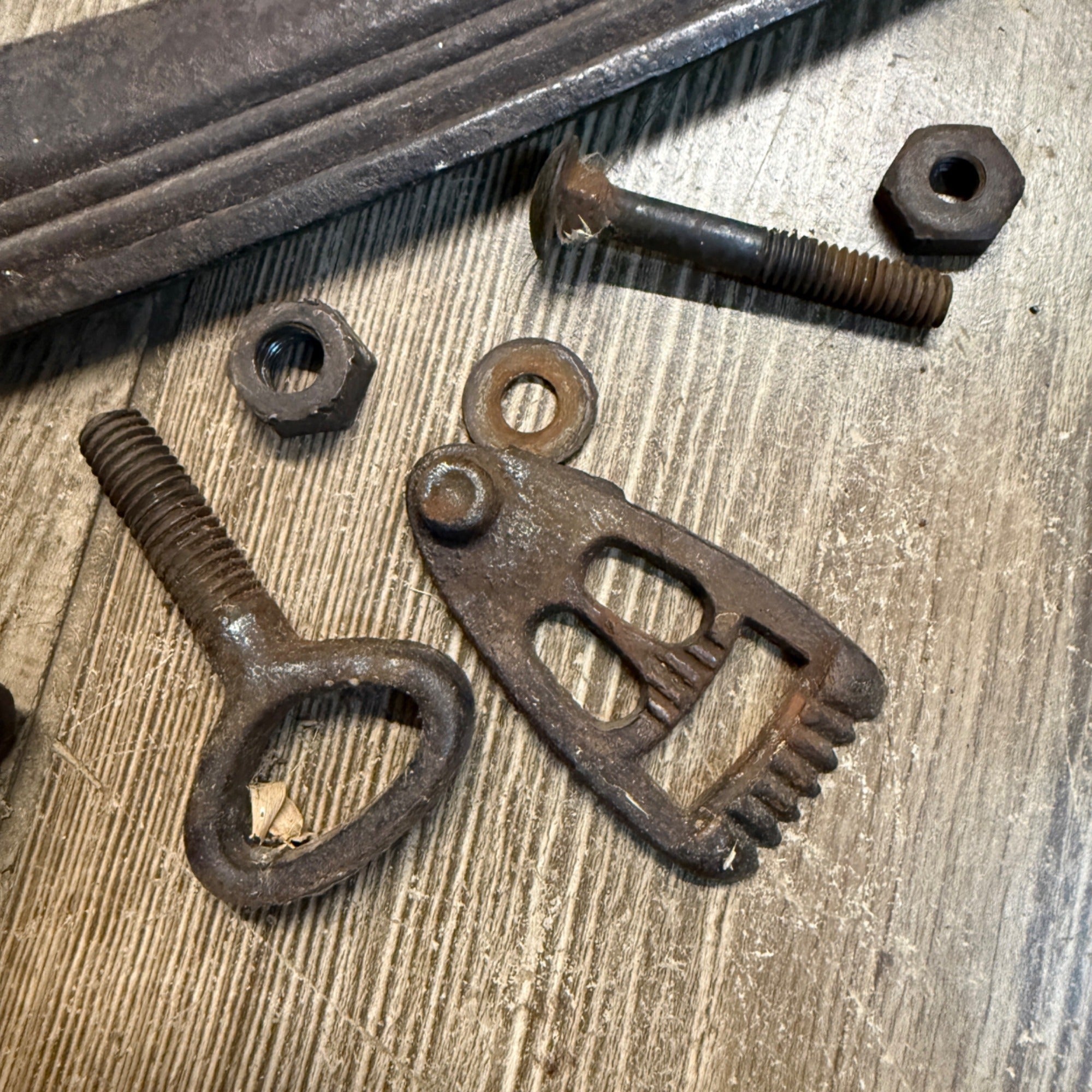 Primitive Antique Scythe Replacement Blade Tool & Mounting Hardware