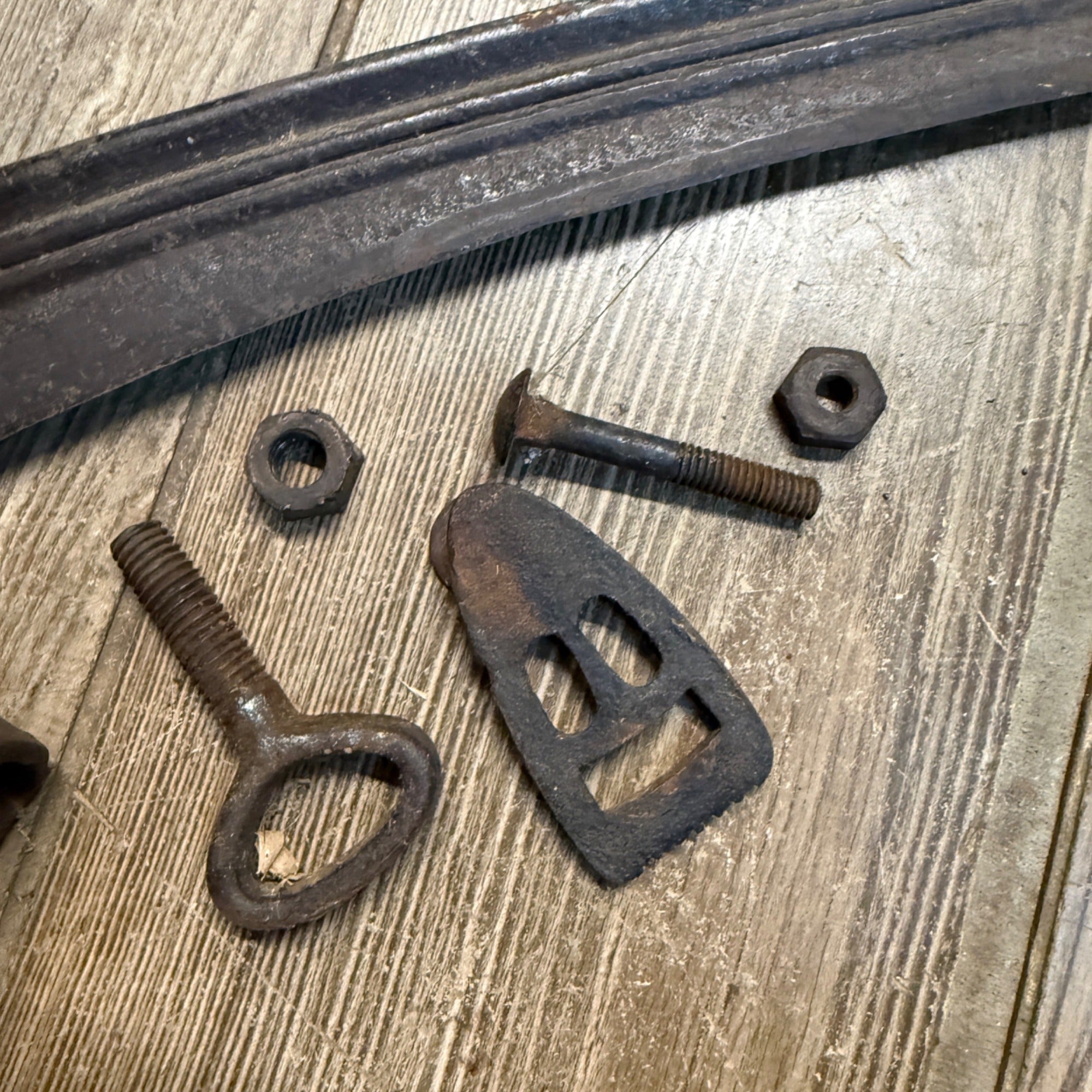 Primitive Antique Scythe Replacement Blade Tool & Mounting Hardware