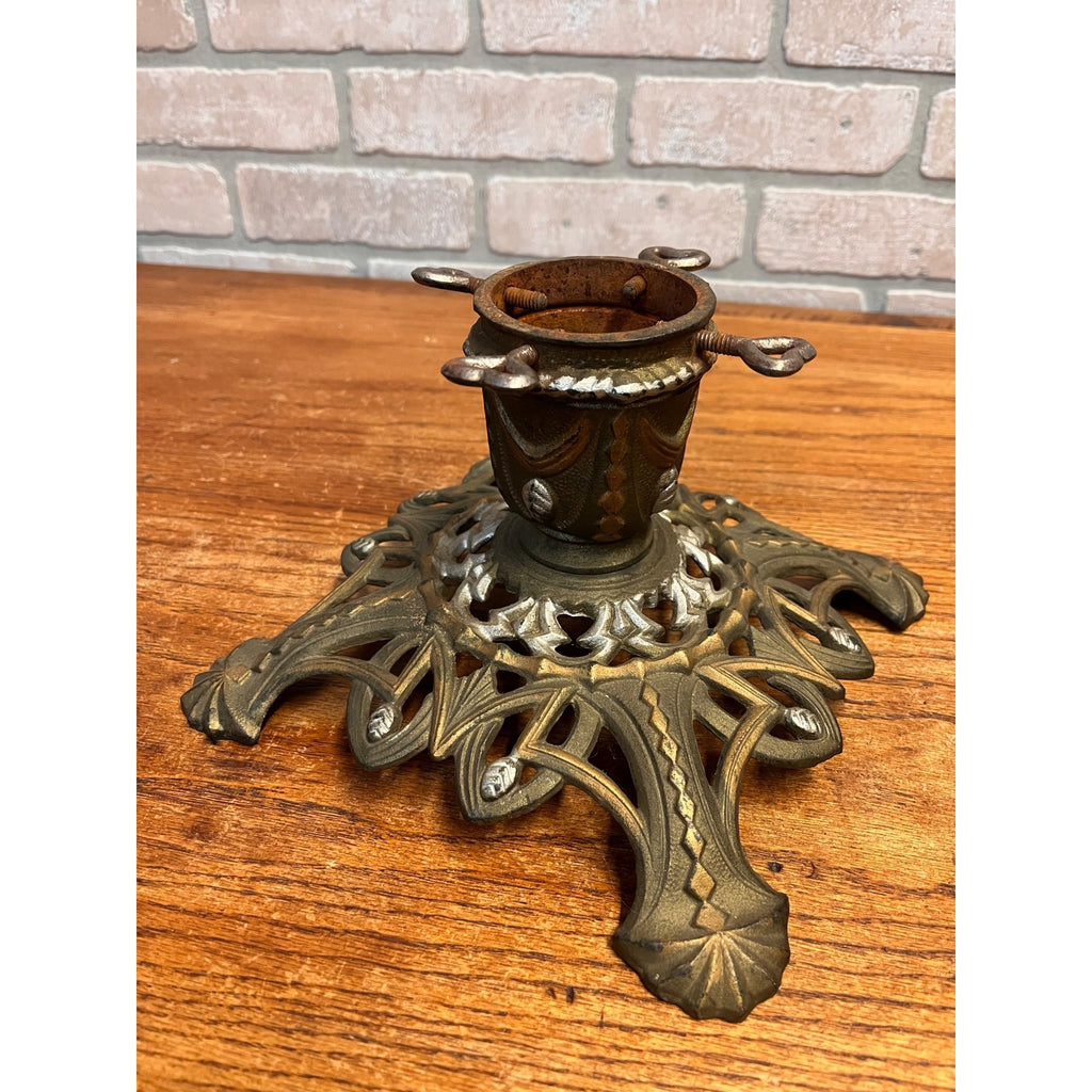 Antique German Art Nouveau Cast Iron Christmas Feather Tree Stand Jugendstil