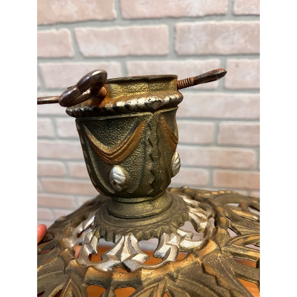 Antique German Art Nouveau Cast Iron Christmas Feather Tree Stand Jugendstil