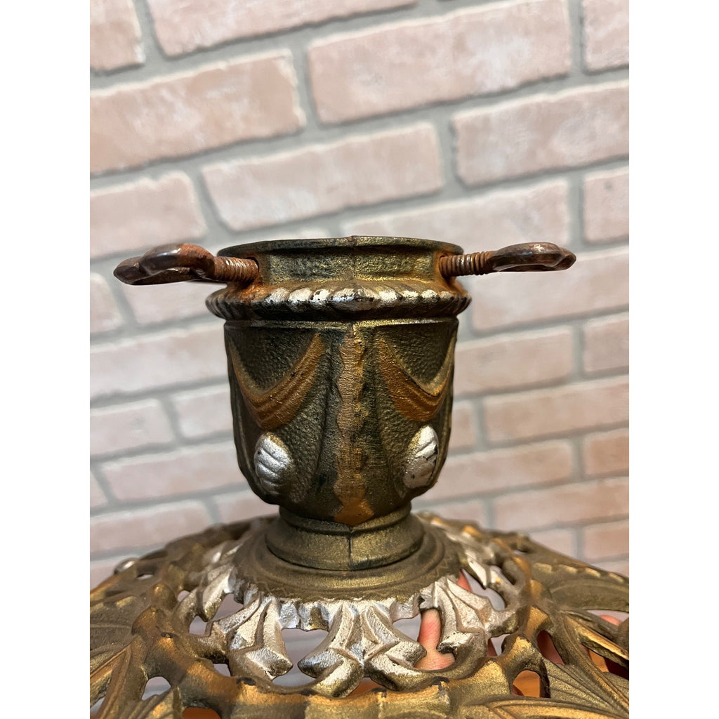 Antique German Art Nouveau Cast Iron Christmas Feather Tree Stand Jugendstil