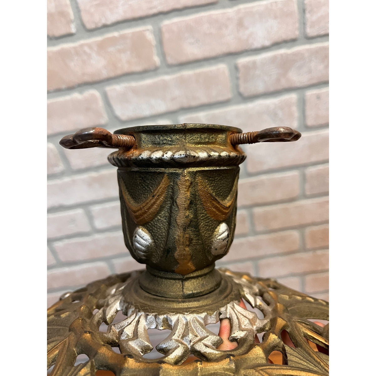Antique German Art Nouveau Cast Iron Christmas Feather Tree Stand Jugendstil