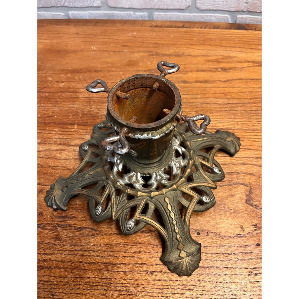 Antique German Art Nouveau Cast Iron Christmas Feather Tree Stand Jugendstil