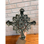 Antique German Art Nouveau Cast Iron Christmas Feather Tree Stand Jugendstil
