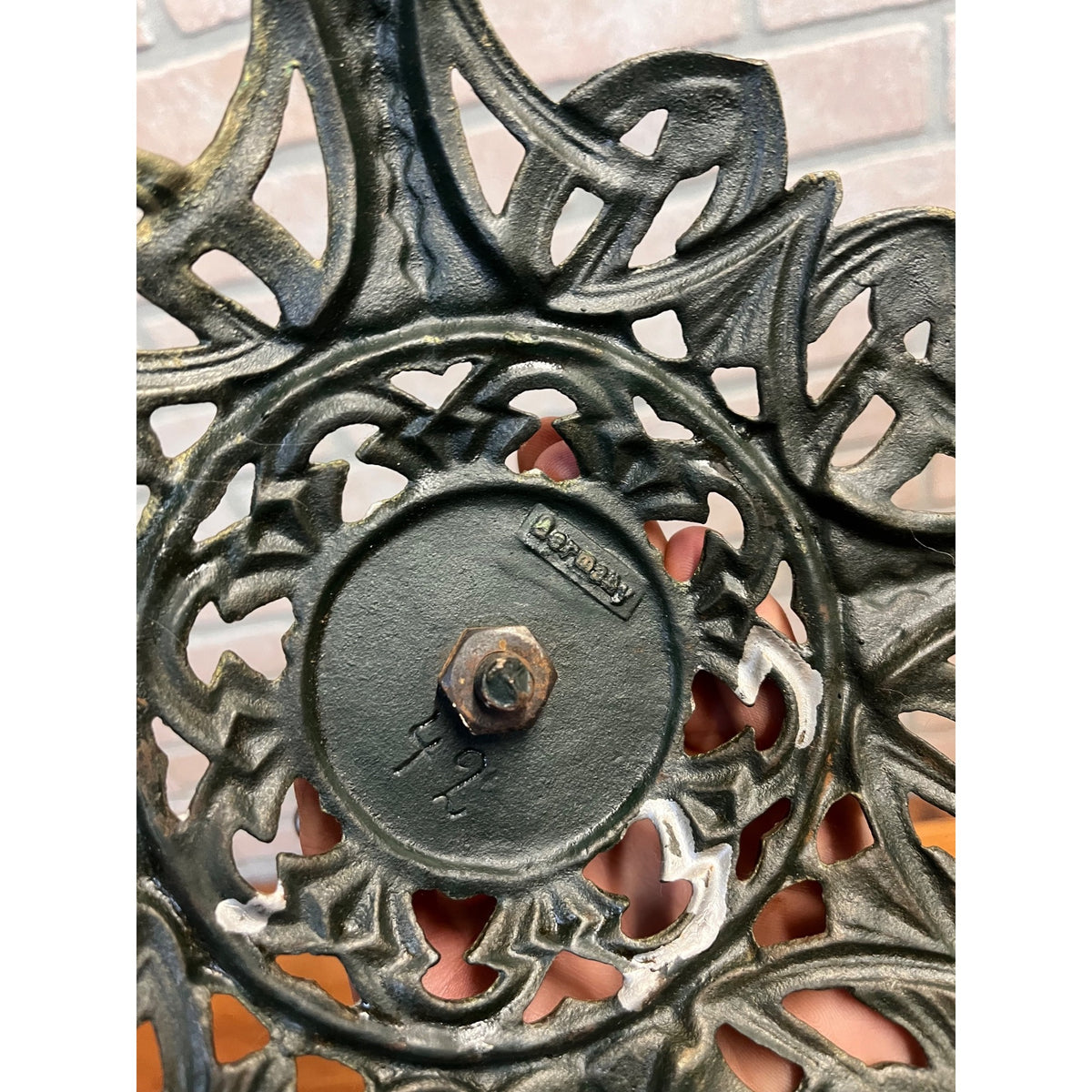 Antique German Art Nouveau Cast Iron Christmas Feather Tree Stand Jugendstil