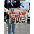 RARE Vintage Universal Milkers Sales & Service Advertising Wall Flange Sign Farm Dairy