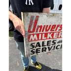 RARE Vintage Universal Milkers Sales & Service Advertising Wall Flange Sign Farm Dairy