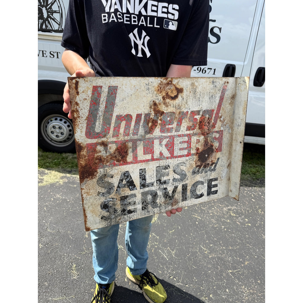 RARE Vintage Universal Milkers Sales & Service Advertising Wall Flange Sign Farm Dairy