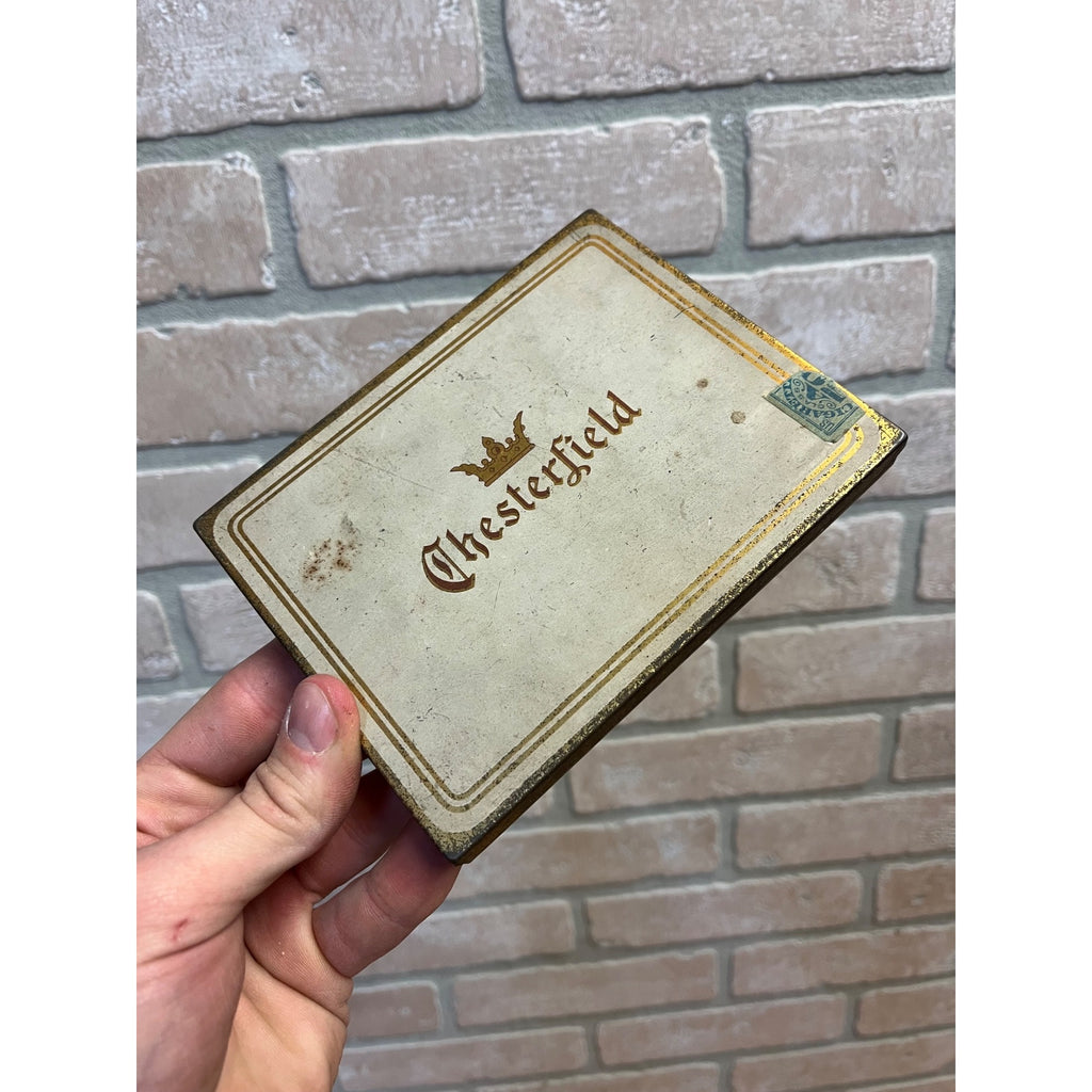 Vintage 1930s Chesterfield Flat Tin Hinged Can Cigarettes Liggett & Myer Tobacco