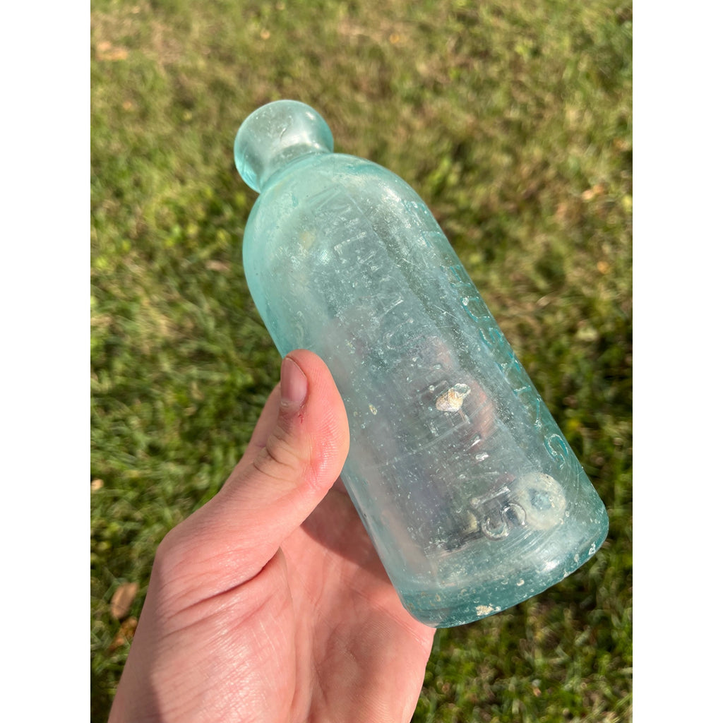 E.L. Hustings c1890s Milwaukee Wis Blue Soda Beer Bottle Blob Top Hutchinson