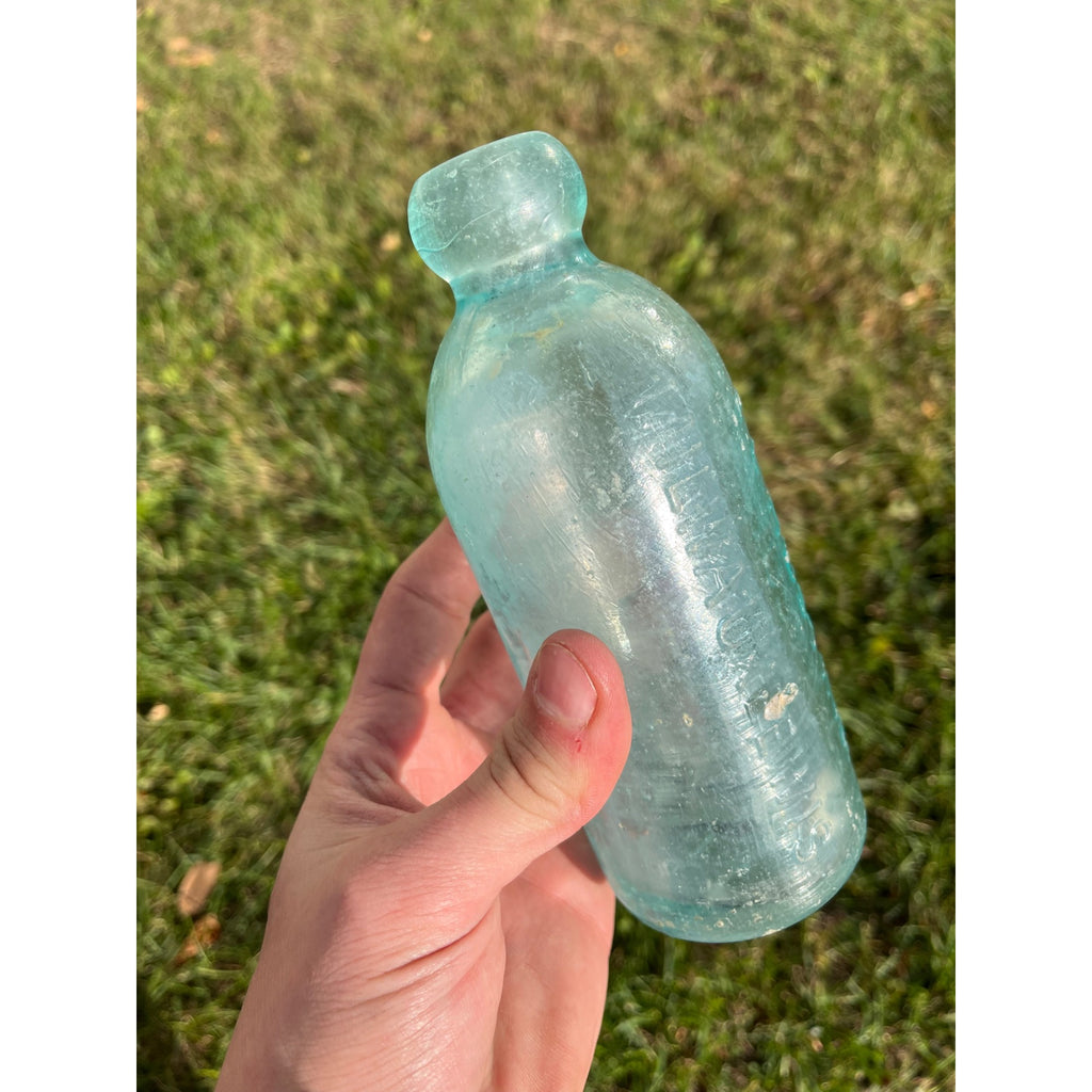 E.L. Hustings c1890s Milwaukee Wis Blue Soda Beer Bottle Blob Top Hutchinson