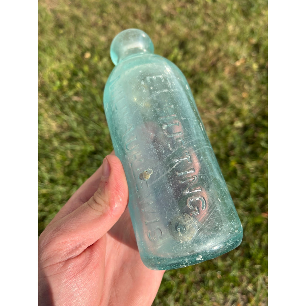 E.L. Hustings c1890s Milwaukee Wis Blue Soda Beer Bottle Blob Top Hutchinson