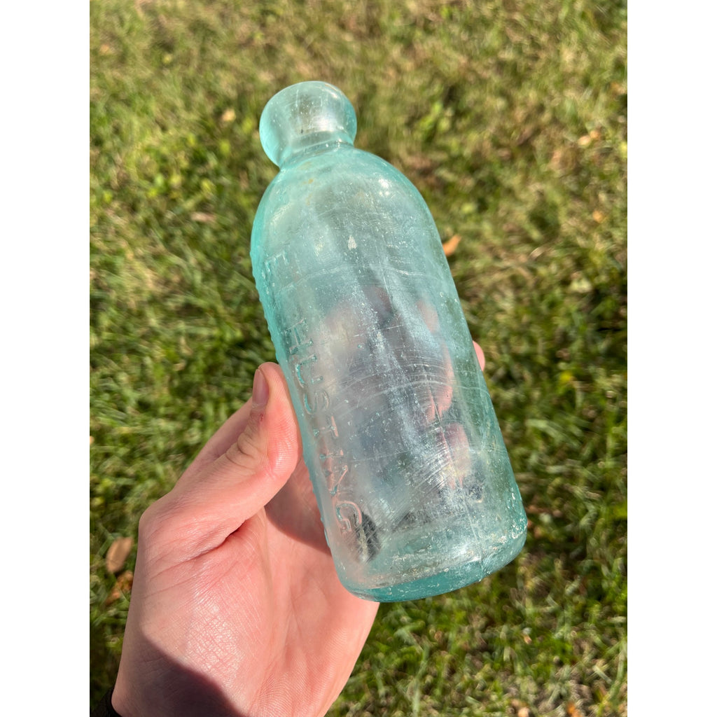 E.L. Hustings c1890s Milwaukee Wis Blue Soda Beer Bottle Blob Top Hutchinson