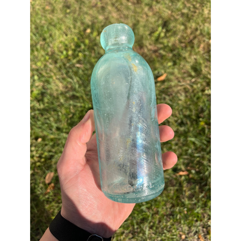 E.L. Hustings c1890s Milwaukee Wis Blue Soda Beer Bottle Blob Top Hutchinson