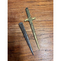 WWII 1943 USA Italy Souvenir Stiletto Dagger Letter Opener Brass With Sheath