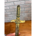 WWII 1943 USA Italy Souvenir Stiletto Dagger Letter Opener Brass With Sheath