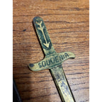 WWII 1943 USA Italy Souvenir Stiletto Dagger Letter Opener Brass With Sheath