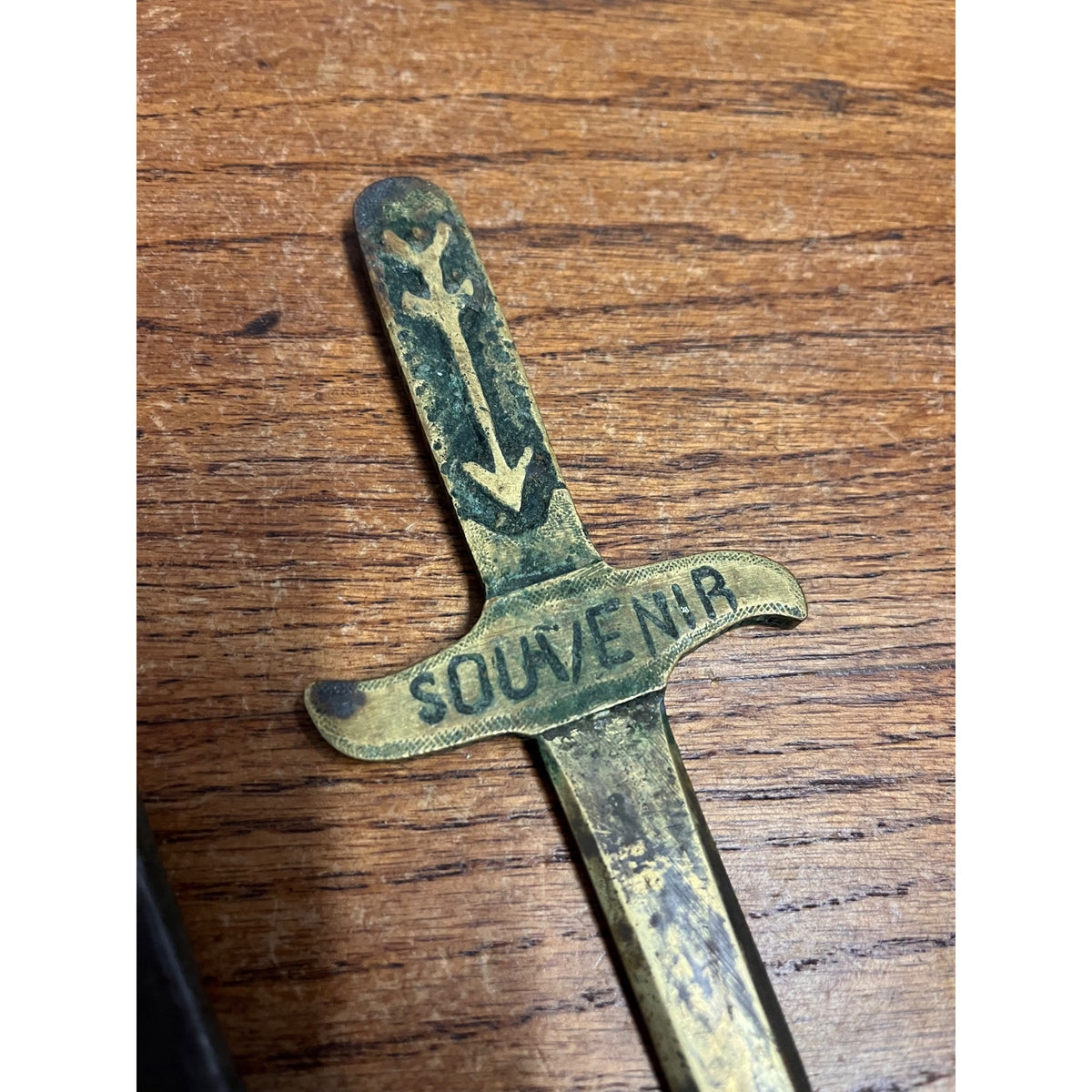 WWII 1943 USA Italy Souvenir Stiletto Dagger Letter Opener Brass With Sheath