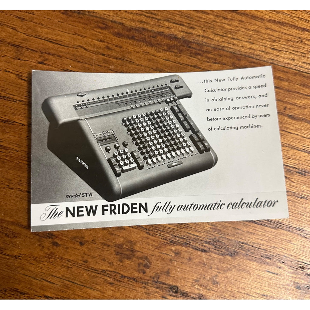 c1940 The New Friden Fully Automatic Calculator Business Reply RPPC Ad Postcard