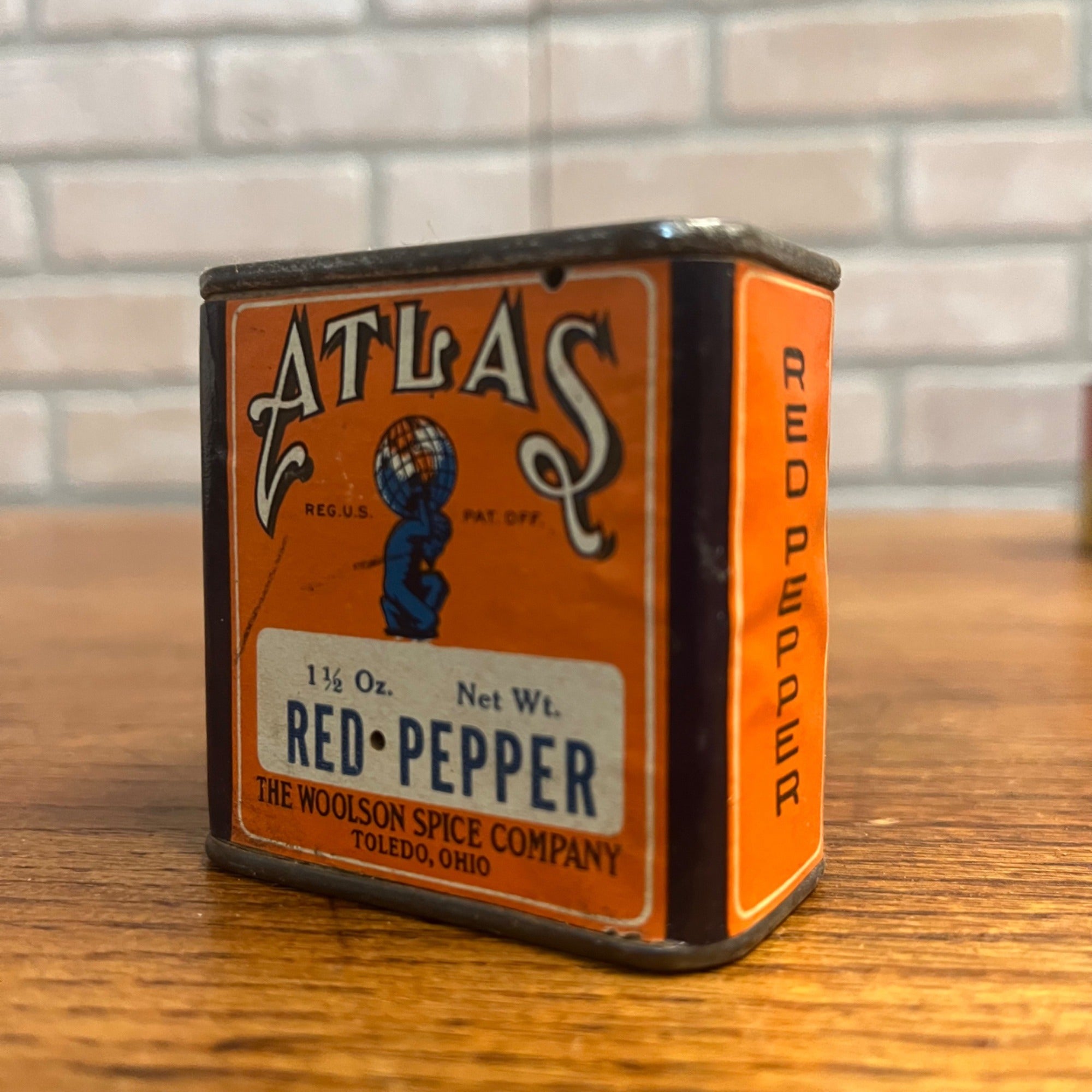 Vintage Atlas Red Pepper Woolson Toledo Ohio Spice Tin Kitchen Decor