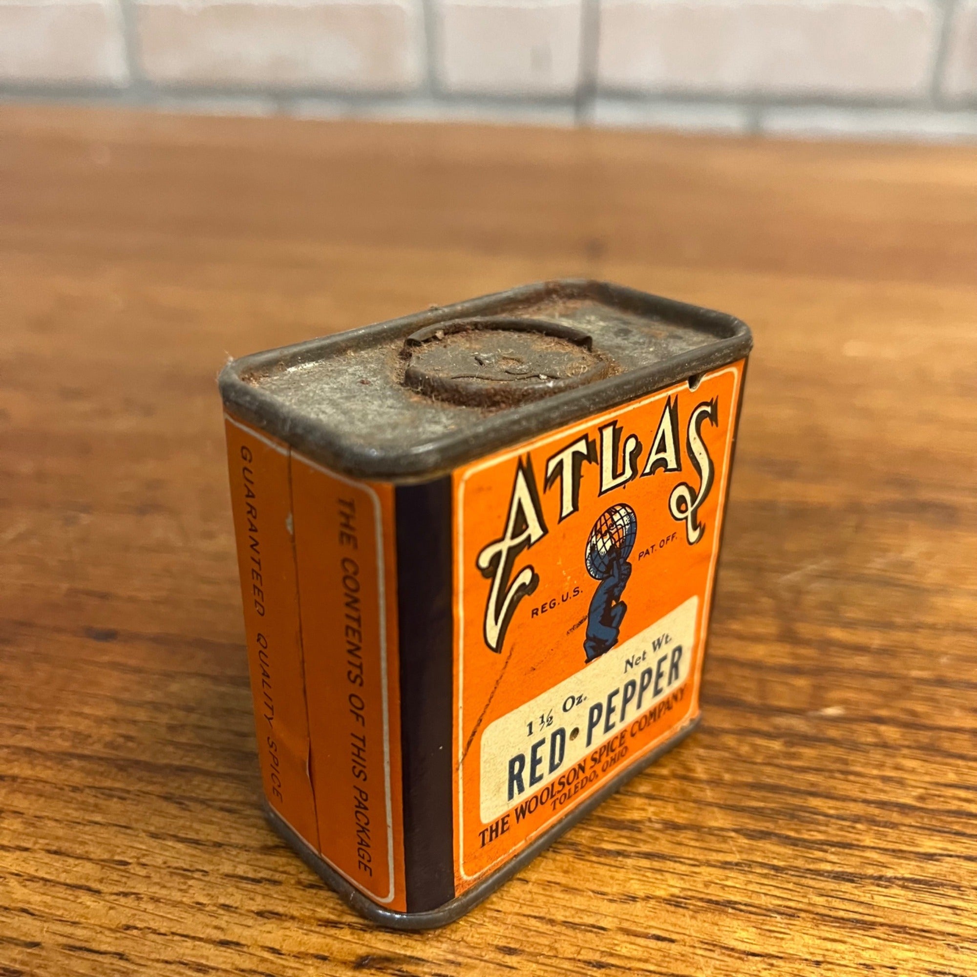 Vintage Atlas Red Pepper Woolson Toledo Ohio Spice Tin Kitchen Decor