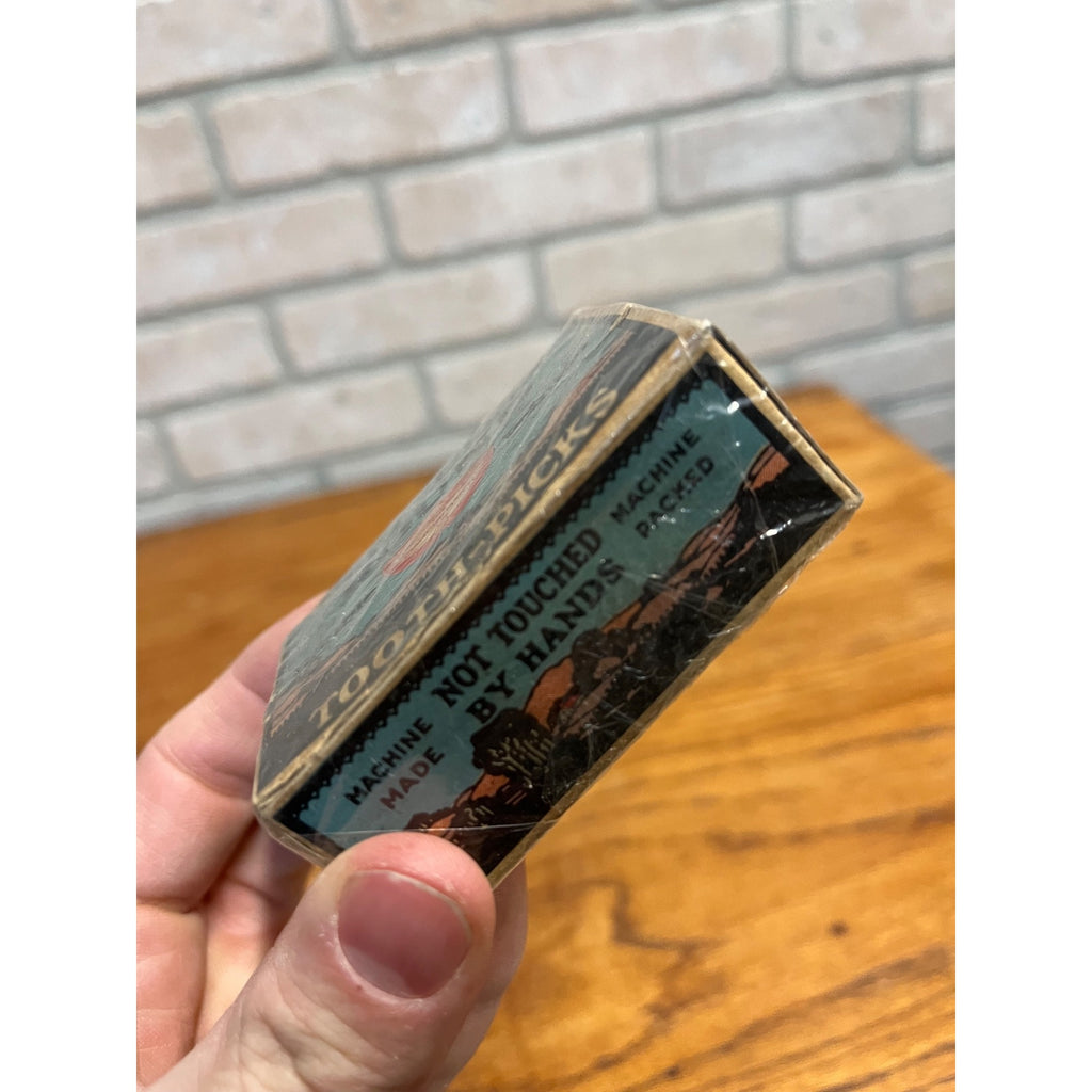 Vintage 1920s Diamond Match Co. Perfection Round Toothpicks Box Advertising