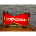 Vintage 1970s Budweiser Beer Bowtie Lighted Window Hanging Bar Sign