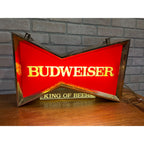 Vintage 1970s Budweiser Beer Bowtie Lighted Window Hanging Bar Sign