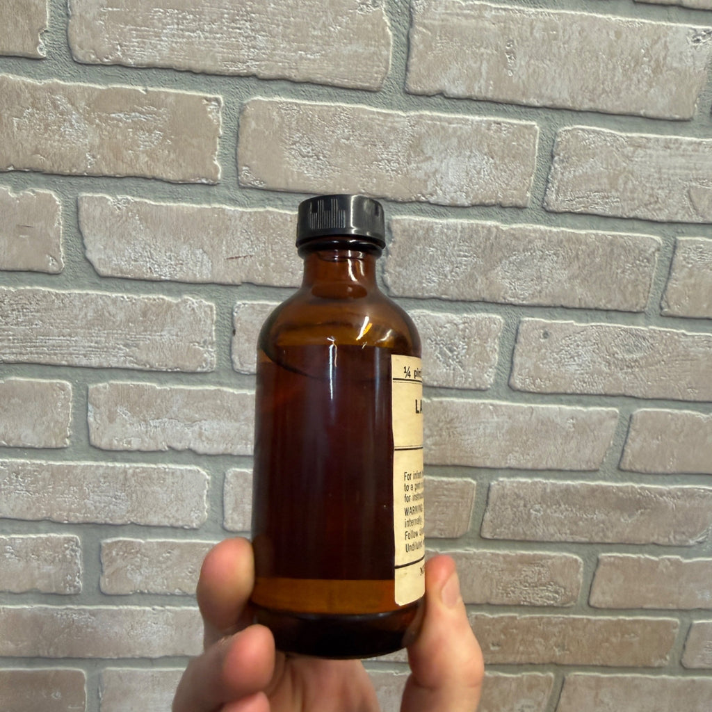 Vintage Amber Glass Bottle With Metal Screw Cap 1/4 Pint Lactic Acid Apothecary Pharmacy
