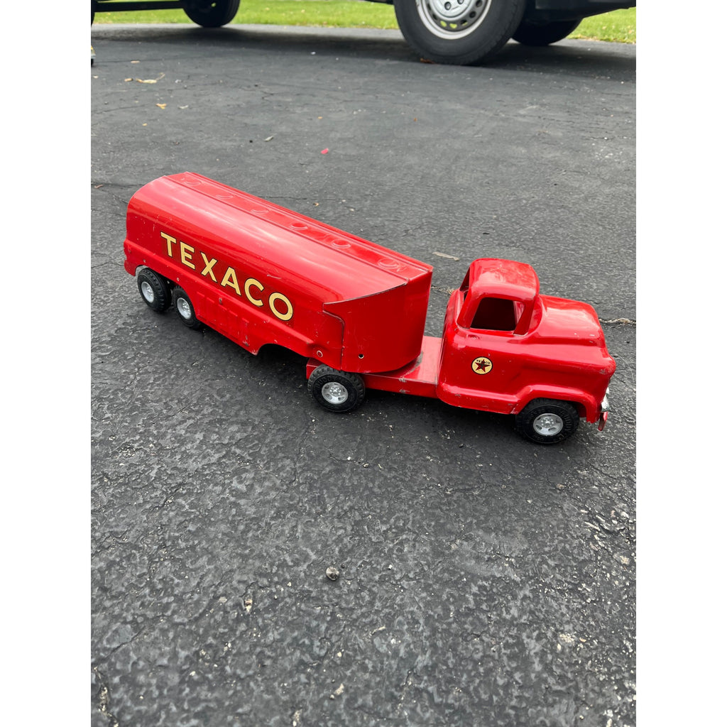 Vintage Buddy L Texaco Tanker Semi Truck Hauler Trailer Pressed Steel Toy