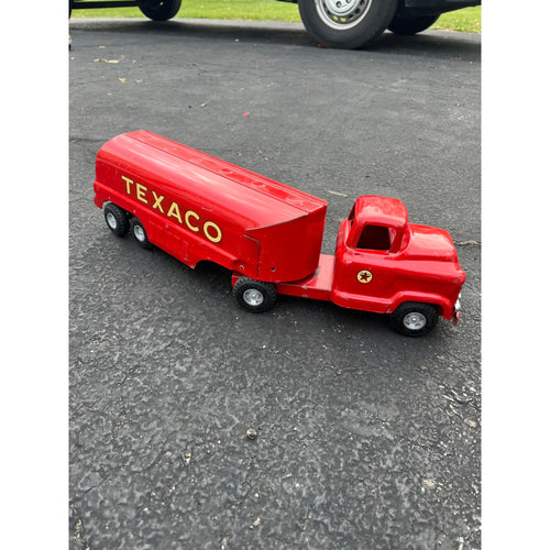 Vintage Buddy L Texaco Tanker Semi Truck Hauler Trailer Pressed Steel Toy