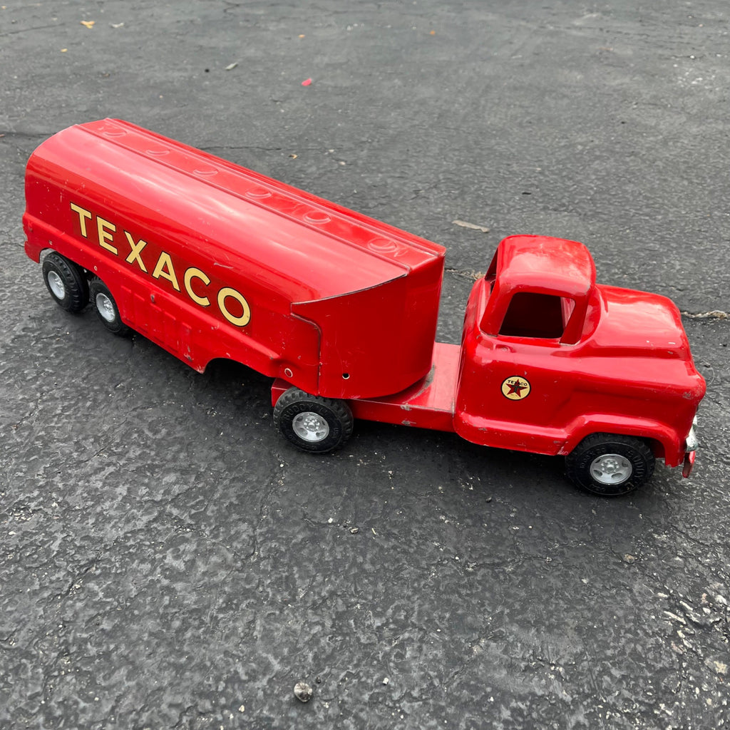 Vintage Buddy L Texaco Tanker Semi Truck Hauler Trailer Pressed Steel Toy