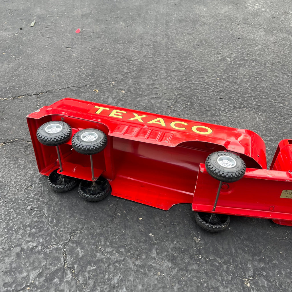 Vintage Buddy L Texaco Tanker Semi Truck Hauler Trailer Pressed Steel Toy
