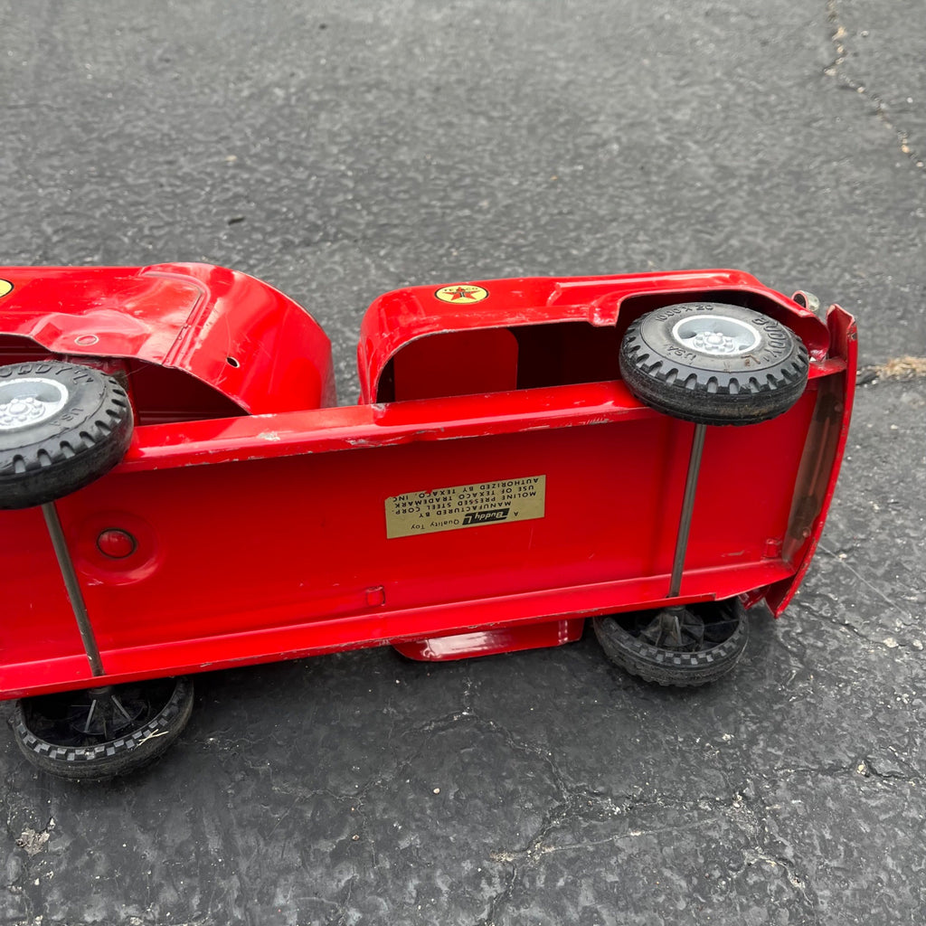 Vintage Buddy L Texaco Tanker Semi Truck Hauler Trailer Pressed Steel Toy