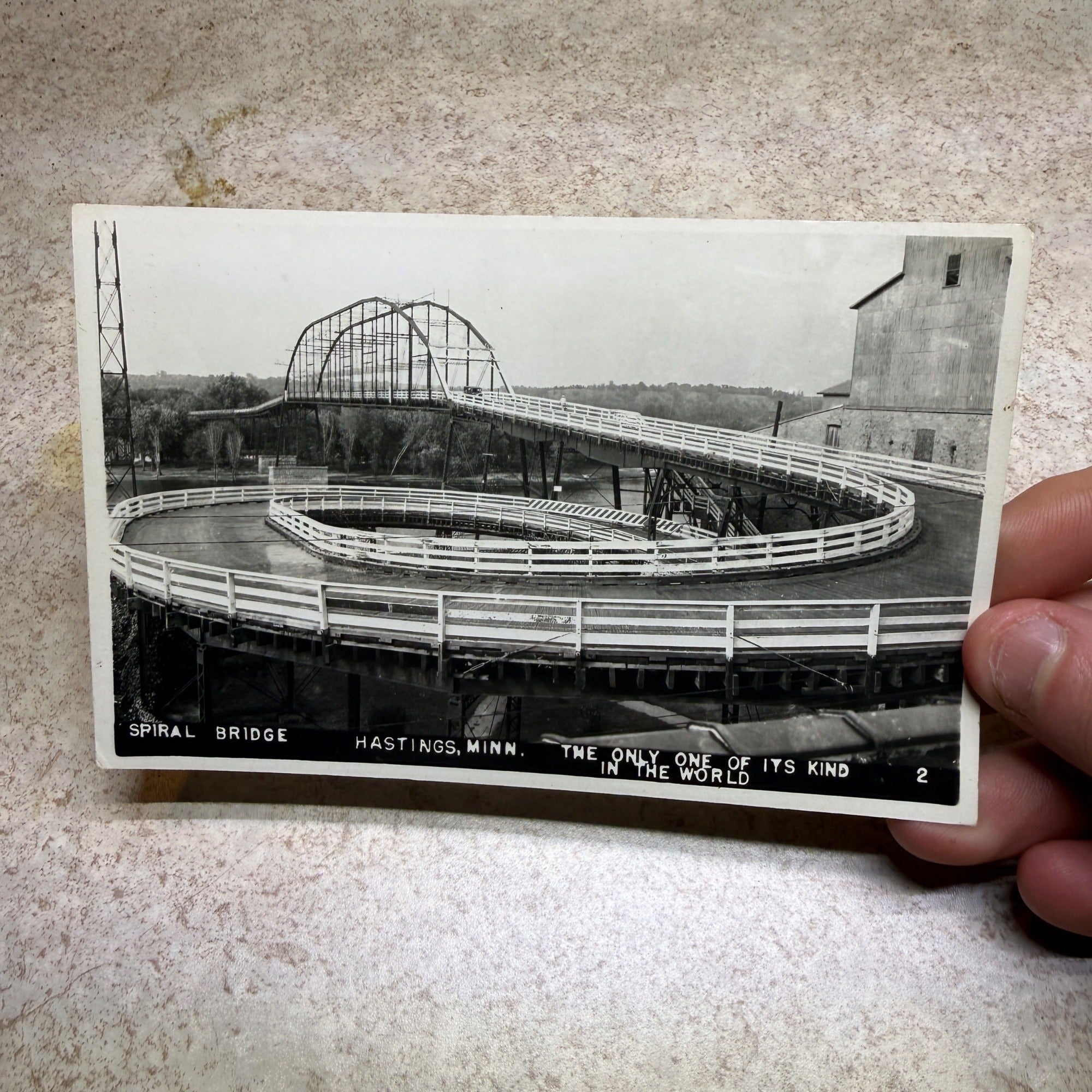 Vintage Hastings, Minnesota RPPC Real Photo Postcard Spiral Bridge