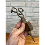 Antique Primitive 19th c. Brass Candle Snuffer Scissors Footed 6.75" Victorian