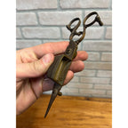 Antique Primitive 19th c. Brass Candle Snuffer Scissors Footed 6.75" Victorian