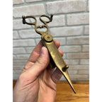 Antique Primitive 19th c. Brass Candle Snuffer Scissors Footed 6.75" Victorian