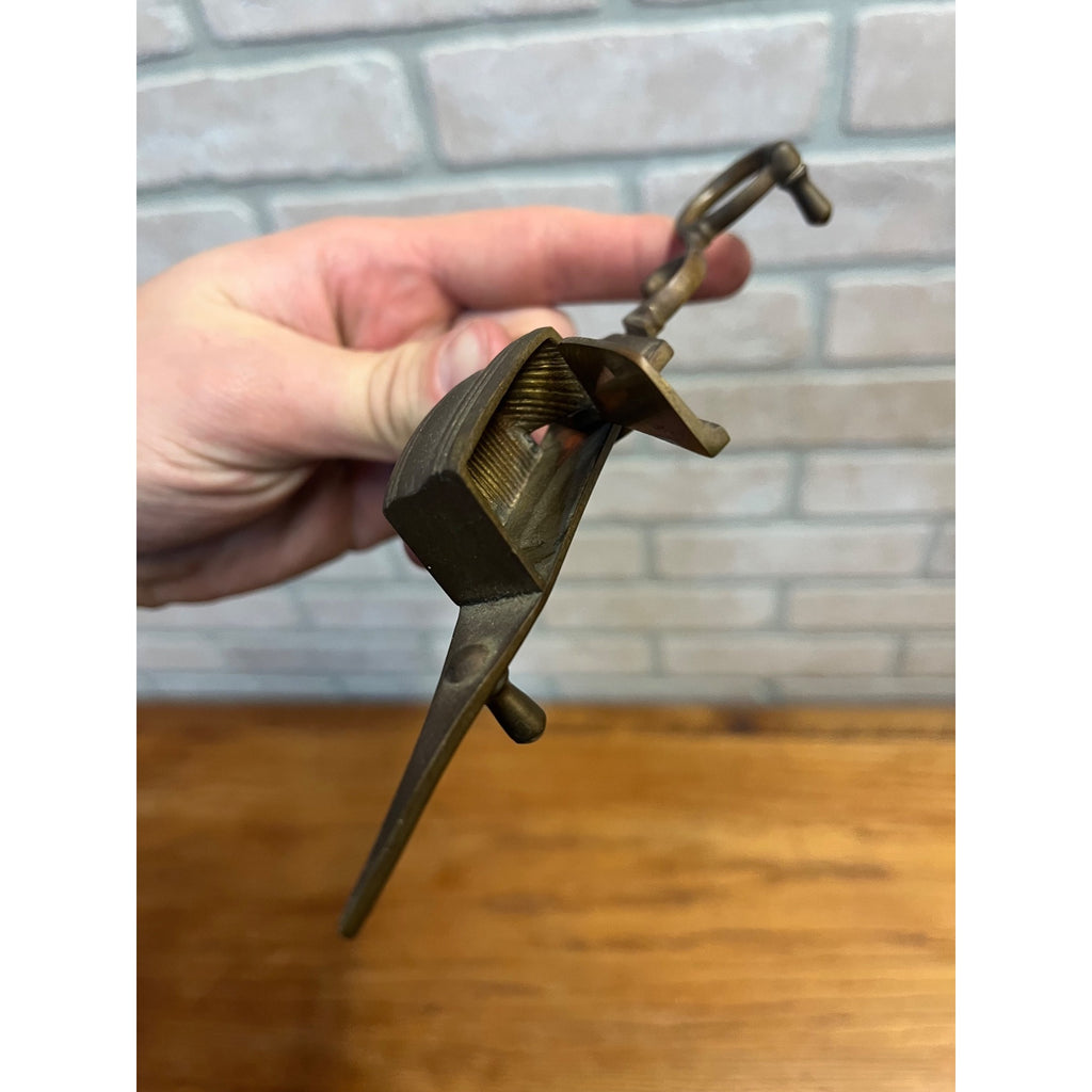 Antique Primitive 19th c. Brass Candle Snuffer Scissors Footed 6.75" Victorian