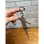 Antique Primitive 19th c. Brass Candle Snuffer Scissors Footed 6.75" Victorian