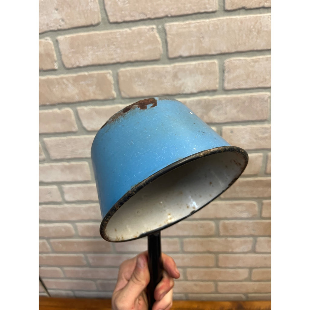 Antique Primitive Enamelware Blue Ladle or Sauce Pan Farmhouse Decor