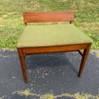 Vintage 1950s Mid-Century Modern MCM Conversation Bench Walnut Green Entryway Hall