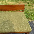 Vintage 1950s Mid-Century Modern MCM Conversation Bench Walnut Green Entryway Hall