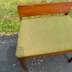 Vintage 1950s Mid-Century Modern MCM Conversation Bench Walnut Green Entryway Hall